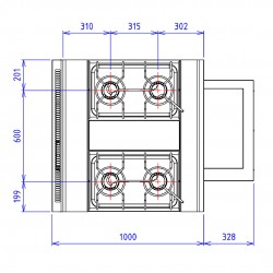 ABM2 4 FEUX 9KW FOUR GAZ