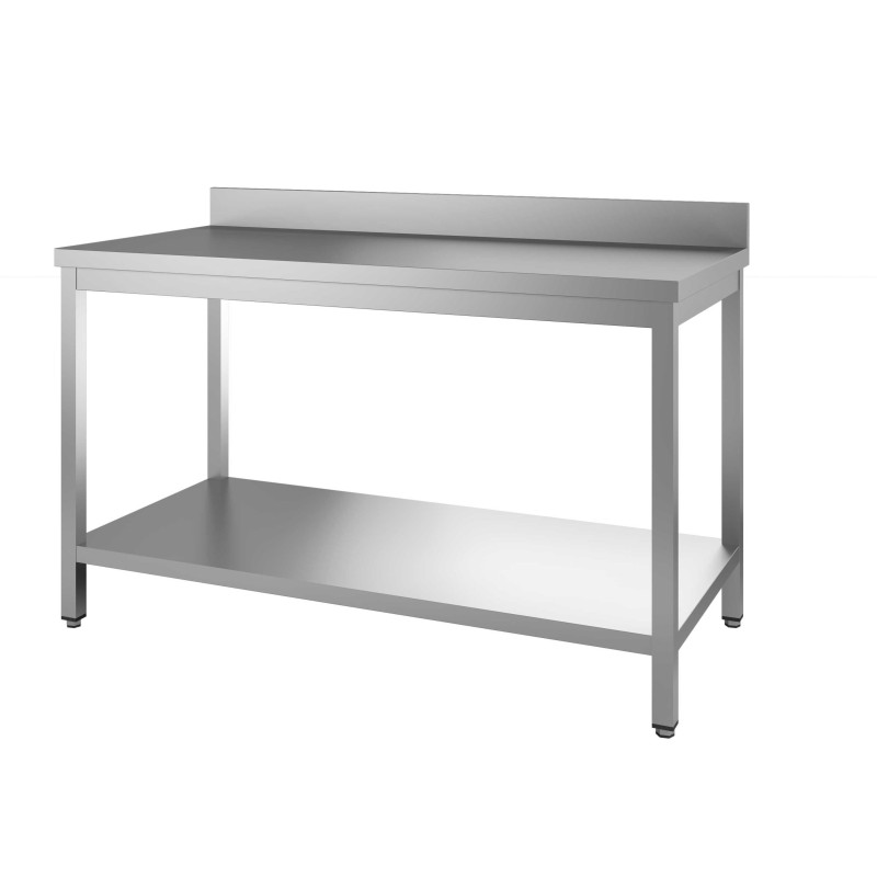 TABLE INOX 304 DEMONTABLE ADOSSEE, PIEDS CARRES L 2 000 P 600 H 850