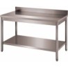 TABLE ADOSSEE DEMONTABLE INOX, ET.BASSE, PIEDS RONDS L 2 000 P 700 H 850