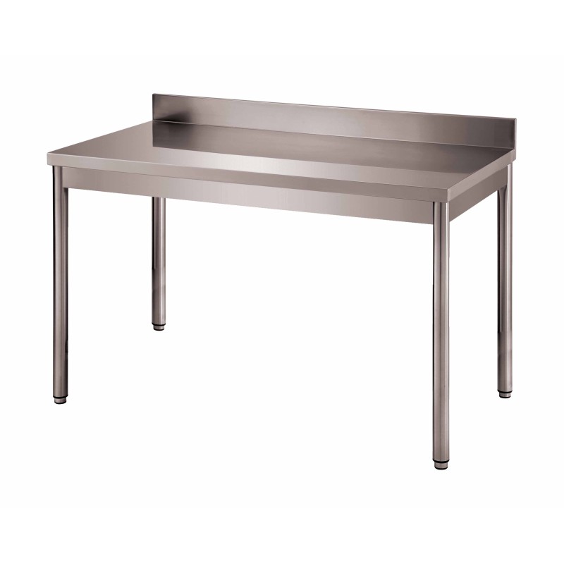 TABLE ADOSSEE DEMONTABLE INOX 304, PIEDS RONDS, L 2 000 P 700 H 850