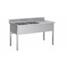 PLONGE INOX SOUDEE 2 BACS 400 X 400 X 250 MM EGOUTTOIR A DROITE