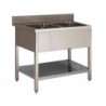 PLONGE INOX SOUDEE 2 BACS 400 X 400 X 250 MM SANS EGOUTTOIR AVEC ETAGERE BASSE