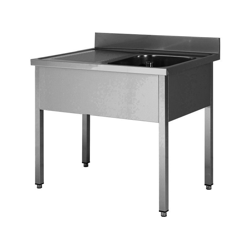 PLONGE INOX SOUDEE 1 BAC 400 X 400 X 250 MM EGOUTTOIR A GAUCHE