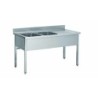 PLONGE INOX 304 DEMONTABLE 2 BACS 400 X 400 X 250 MM PIEDS CARRES EGOUTTOIR A DROITE