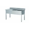 PLONGE INOX 304 DEMONTABLE 2 BACS 400 X 400 X 250 MM PIEDS CARRES EGOUTTOIR A GAUCHE