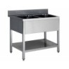 PLONGE INOX 304 DEMONTABLE 2 BACS 600 X 500 X 300 MM PIEDS CARRES SANS EGOUTTOIR  ETAGERE BASSE