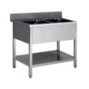PLONGE INOX 304 DEMONTABLE 2 BACS 500 X 500 X 300 MM PIEDS CARRES SANS EGOUTTOIR  ETAGERE BASSE