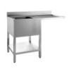 PLONGE INOX 304 SOUDEE ENCASTREMENT LV BAC GAUCHE 1 BAC 400 X 500 X 250 EGOUTTOIR A DROITE AVEC ETAGERE