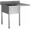 PLONGE INOX DEMONTABLE ENCASTREMENT LV 2 BACS 500 X 400 X 250 MM PIEDS CARRES EGOUTTOIR A DROITE