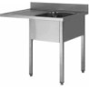 PLONGE INOX 304 DEMONTABLE ENCASTREMENT LV 1 BAC 400 X 400 X 250 MM PIEDS CARRES EGOUTTOIR A GAUCHE
