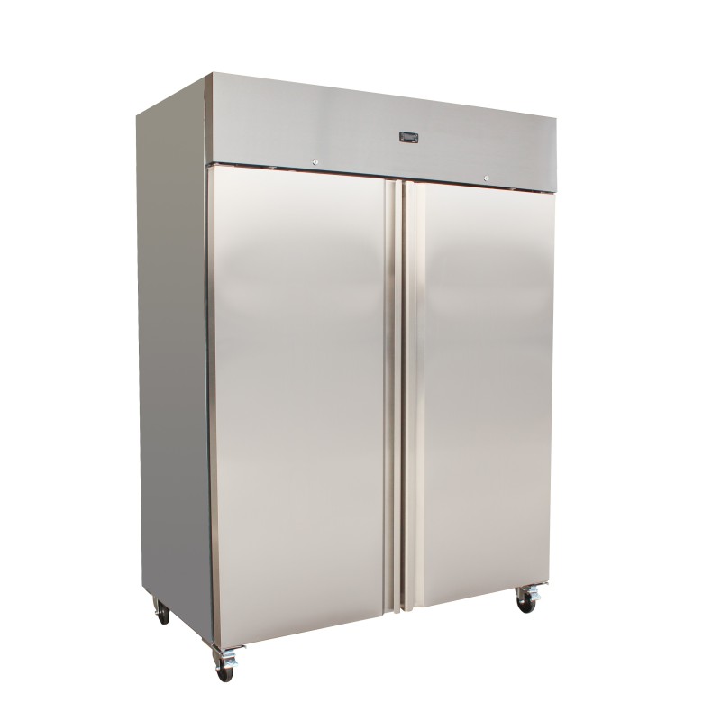 ARMOIRE REFRIGEREE INOX A ECONOMIE D'ENERGIE 1300L -18°C/-22°C, CLASSE 5, 2 PORTES PLEINES