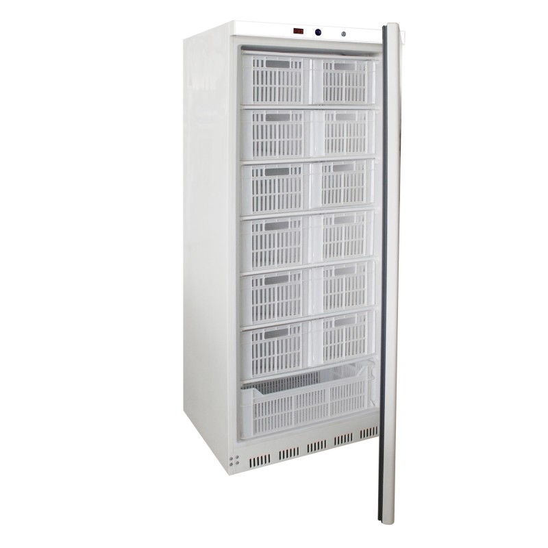 ARMOIRE REFRIGEREE BLANCHE, -18/-24°C AVEC 7 CLAYETTES EQUIPEES DE 13 PANIERS