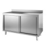 MEUBLE BAS INOX ADOSSE, P. COULISSANTES DOUBLEES, L 2 000 mm P 700 mm H 850 mm