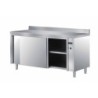 MEUBLE ETUVE INOX 304 ADOSSE, PORTES COULISSANTES DOUBLEES, ETAGERE INTERMEDIAIRE, L 1 200 P 700 H 850