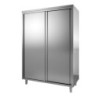 ARMOIRE INOX, PORTES COULISSANTES DOUBLEES, TOIT PENTE, 3 ETAGERES REGLABLES, L 1 200 P 600 H 2 140