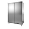 ARMOIRE INOX 304, PORTES COULISSANTES DOUBLEES, TOIT PLAT, 3 ETAGERES REGLABLES, L 1 800 P 600 H 2 000