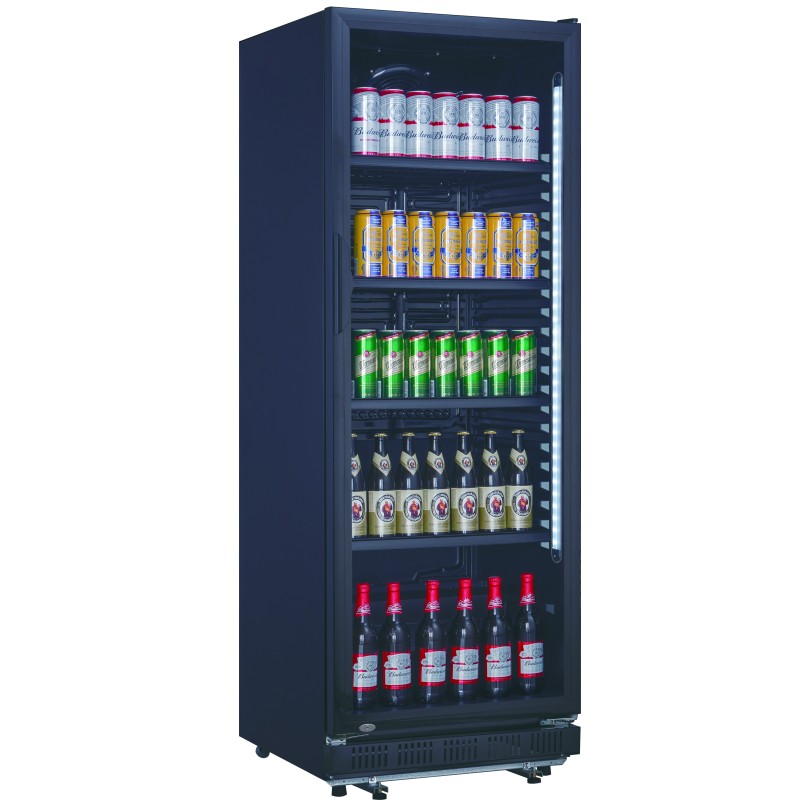 VITRINE A BOISSONS REFRIGERATION ASSISTEE, 0/+10°C INT. ABS NOIR, EXT. NOIR, ECLAIRAGE LED