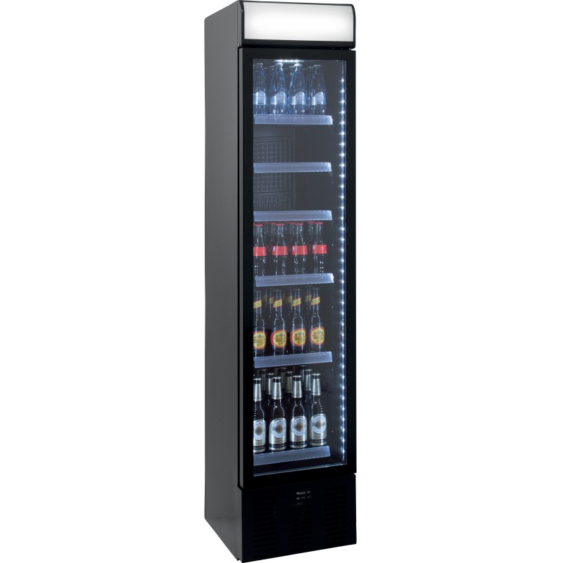 VITRINE A BOISSONS ETROITE R600A, 0°C/+7°C, 1 PORTE BATTANTE VITREE, 6 ETAGERES